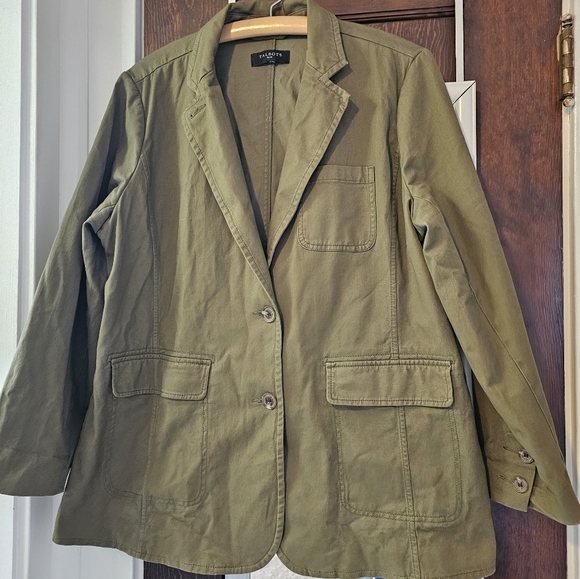 Talbots Casual Olive Green Pocket Front Long Sleeve Blazer - Picture 2 of 9